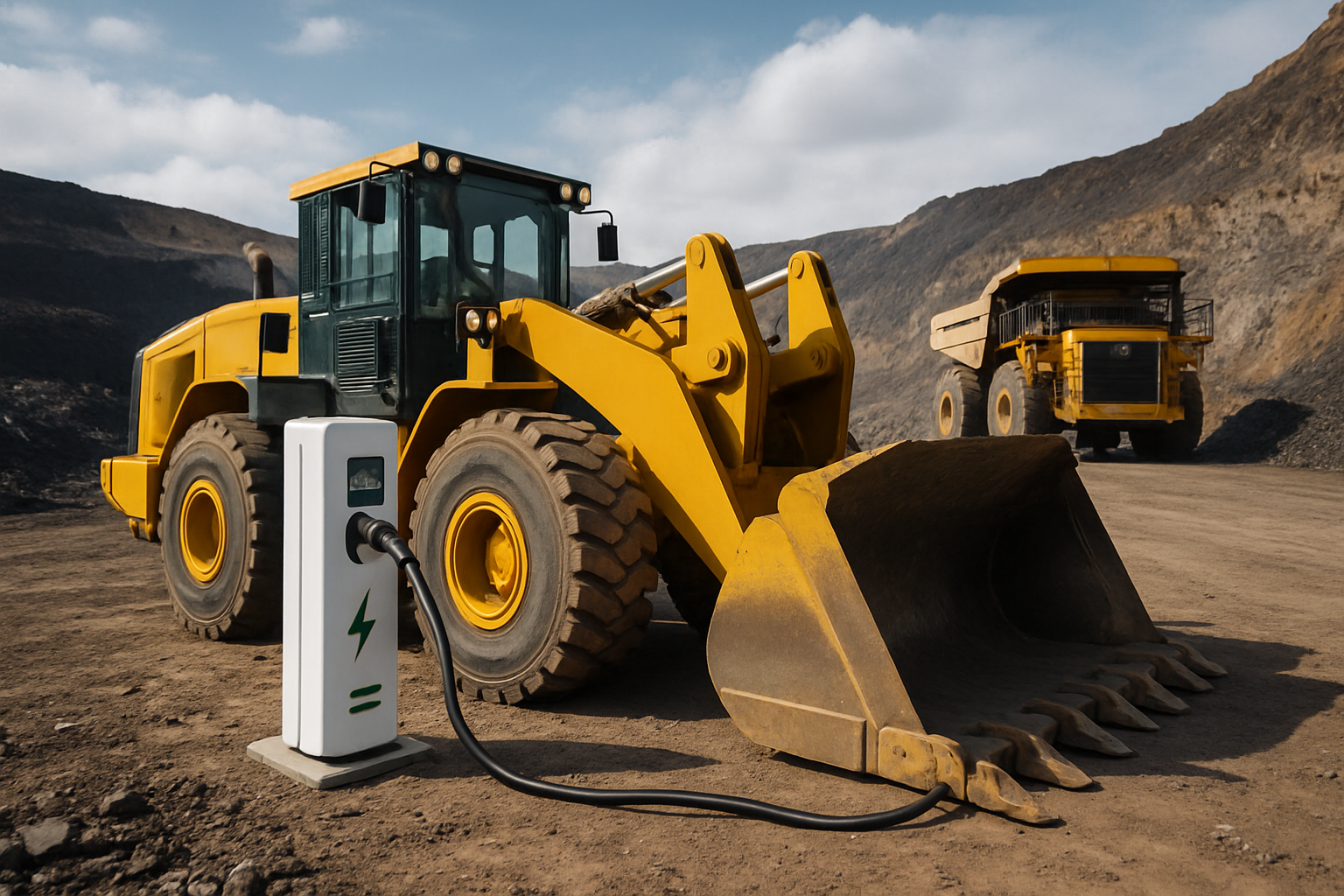 Heavy equipment charging at a mining site