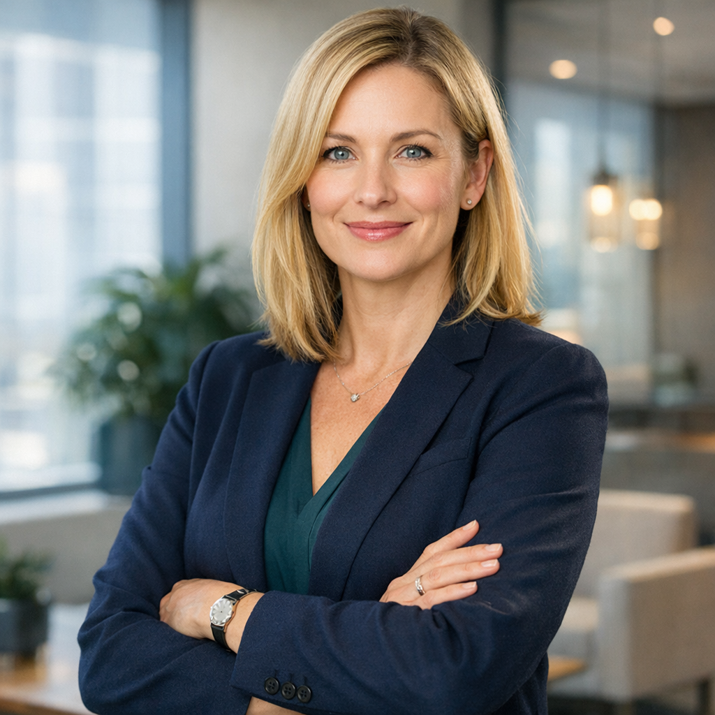 Professional portrait of Sarah Lindström, Director of Energy Solutions, in contemporary office